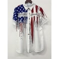 thumbnail image 3 of Nyfairy Women's Plus Size 4th of July Button Down Shirt, Short Sleeve Lace Trim Collared Blouse Top, 3 of 4