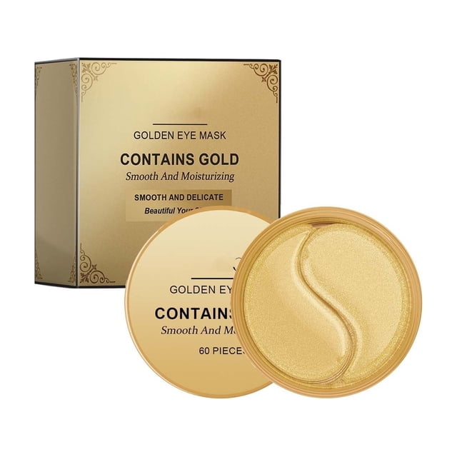 Parches para ojos - 60 parches dorados para ojos para combatir ojeras, bolsas e hinchazón 10 ml Tratamiento facial para ojos
