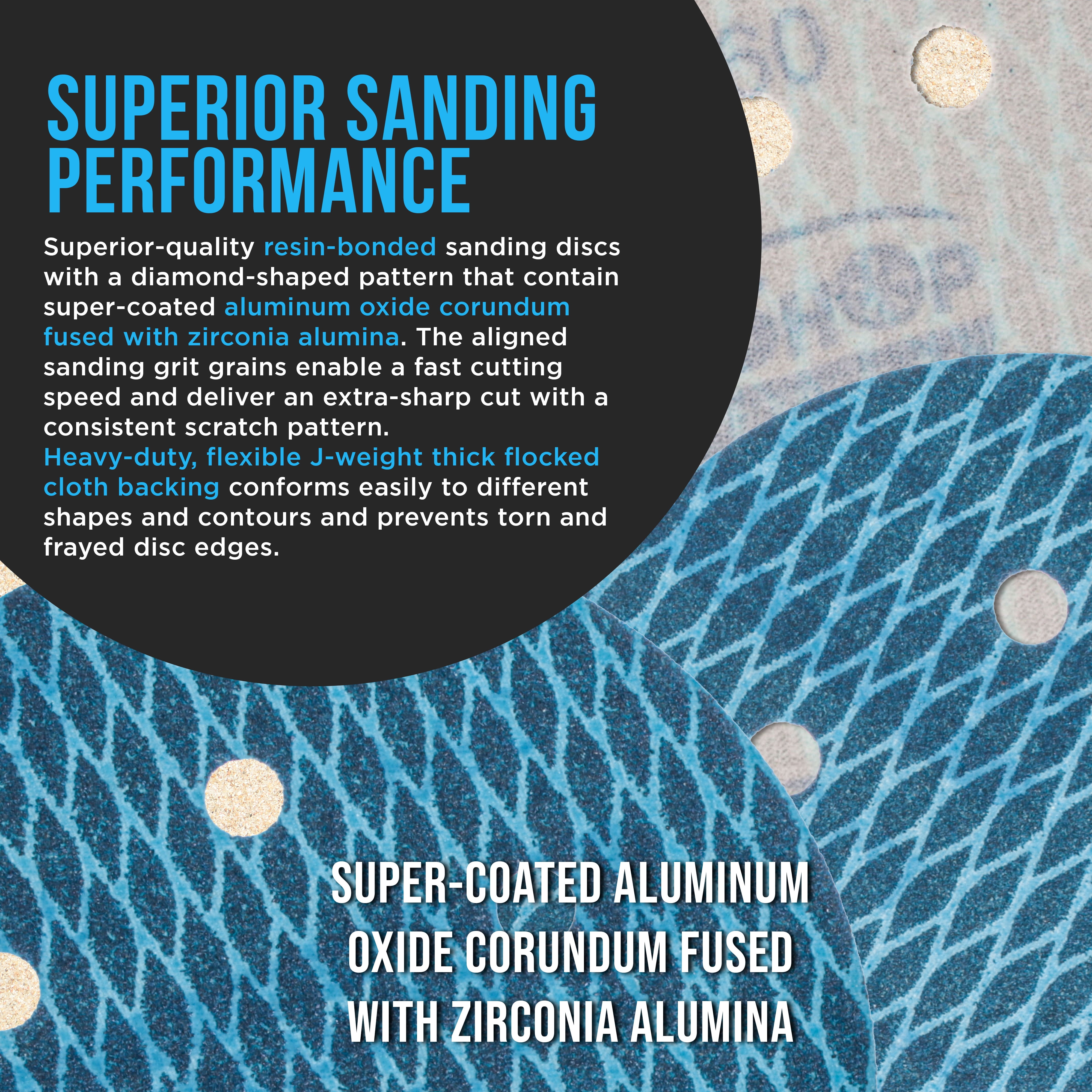 ProductionShop Premium 6" Rhombus Diamond Shape Blue Sanding Discs, 6-Hole, 70 Disc Variety Pack, Grits 60, 80, 120, 150, 180, 220, 320, 400 - Hook & Loop Sandpaper, Random Orbital Sanders