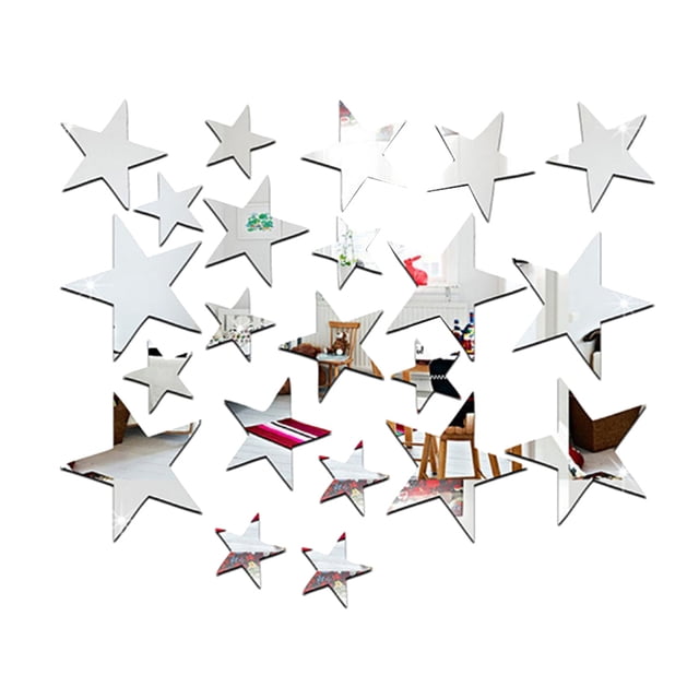 Yuarrent 20 unids/set espejo pared pegatina DIY azulejo nevera calcomanía autoadhesivo hogar TV Fondo sala de estar decoración interior plata Type6 NO6