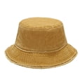 thumbnail image 2 of Kelon Unisex Hollow Denim Fisherman Hat, Washed Texture Breathable Bucket Hat, Casual Solid Sunshade Headwear for Daily Outdoor, One Size Bucket Hats, 2 of 4