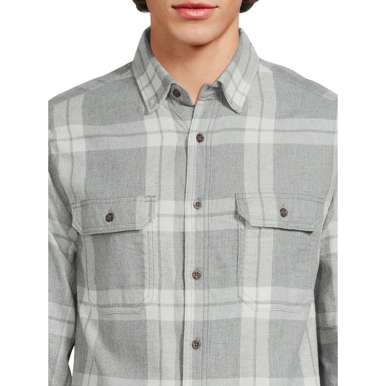 Grey plaid shirt mens hot sale