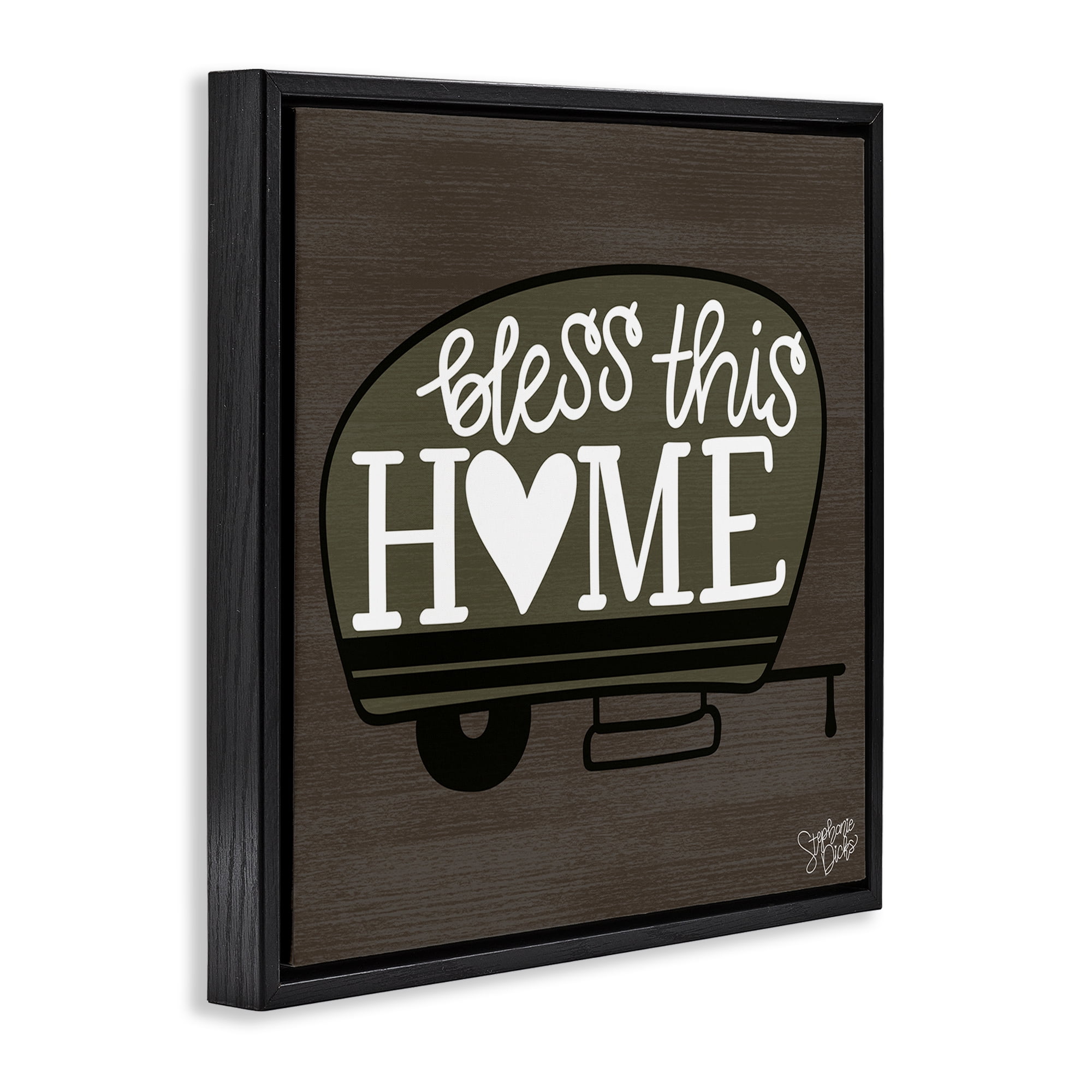 Stupell Industries Bless This Home Camper Text & Numbers Painting Black Floater Framed Canvas Art Print Wall Art, 18 x 18