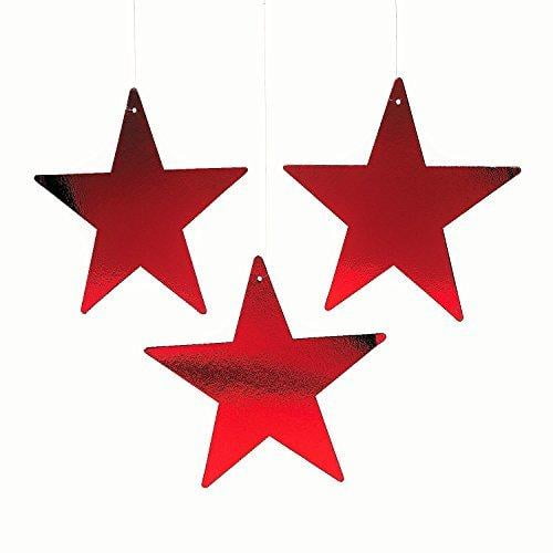 12' Red Cardboard Star Decoration (12Pc) - Party Decor - 12 Pieces