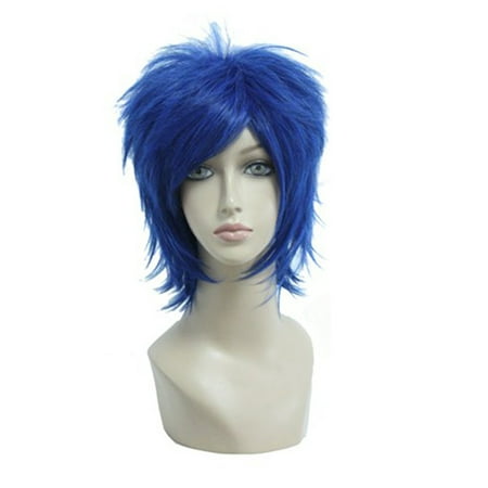 Unique Bargains Wigs for Women 13" Blue Wigs with Wig Cap