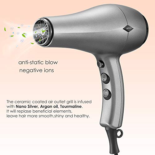 NITION Negative Ions Ceramic Hair Dryer with Diffuser Attachment Ionic