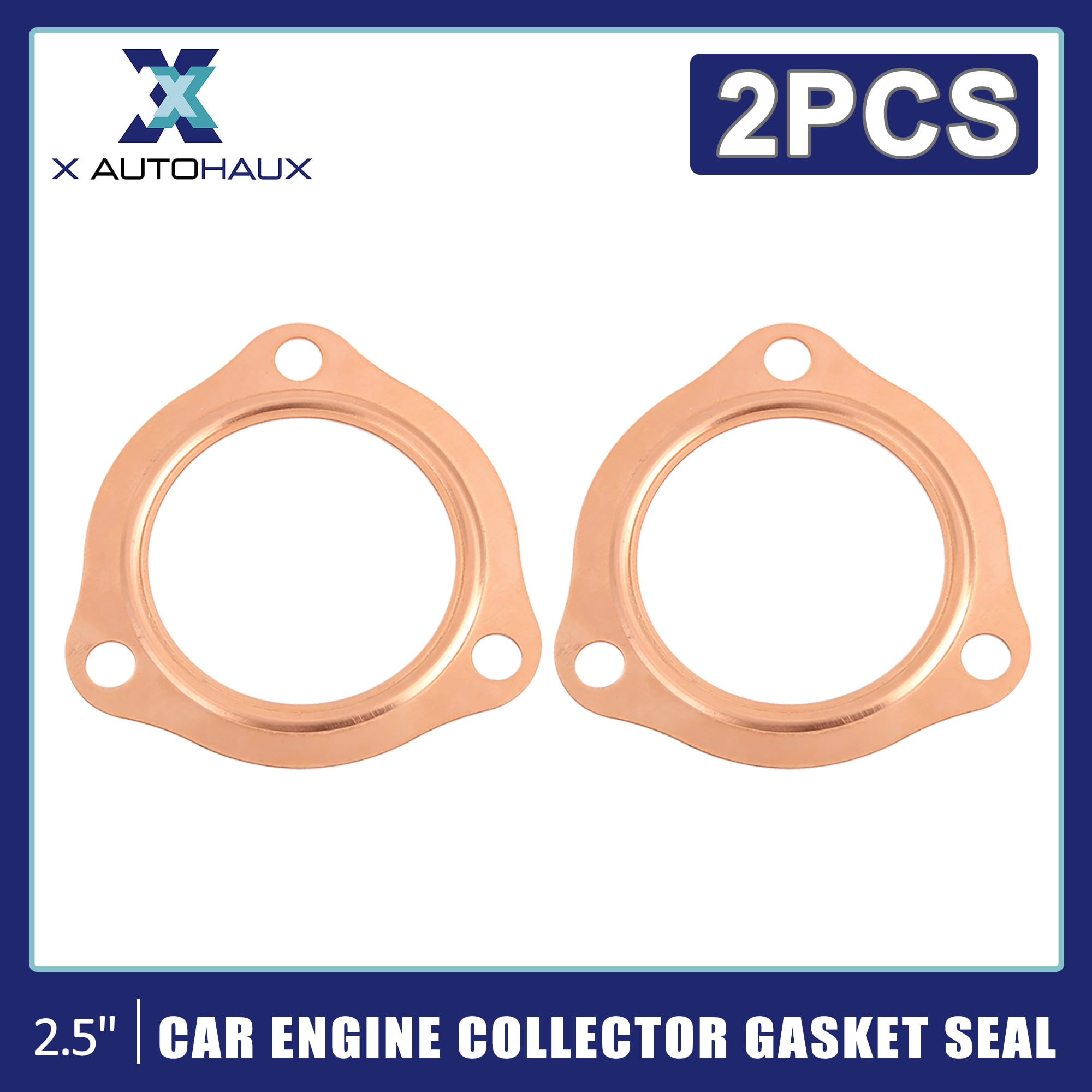 X AUTOHAUX 2pcs 2.5inch Exhaust Pipe Copper Header Car Engine Gasket Seal 