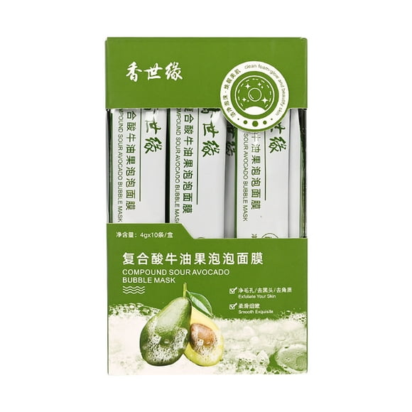 FSTDelivery 10 Sheets Avocado Bubble Face Mask,Compound Foam Facial Mask Cleansing Shrink Pores Moisturizing Hydrating Jelly Film for Daily Hydrating Facial Care & Skin Recovery Cream