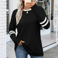 thumbnail image 3 of Women's Long Sleeve Shirts Casual Color Block Crewneck Tops Tshirt Basic Tee Trendy Outfits, 3 of 7
