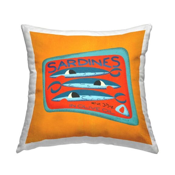 Stupell Industries Bright Hued Sardine Can Decorative Printed Throw Pillow Design by Carrie Cantwell.