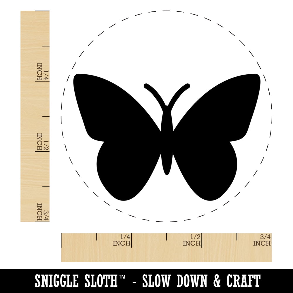 Butterfly Solid Self-Inking Rubber Stamp Ink Stamper - Brown Ink - Small 3/4 Inch