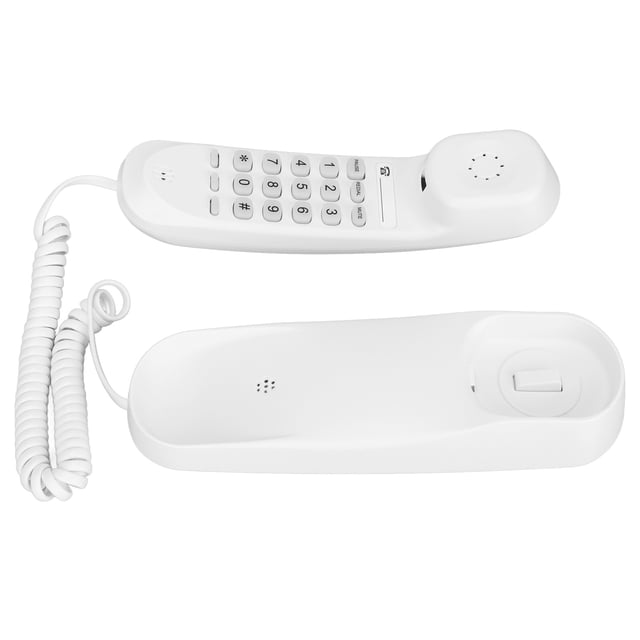 Teléfono Con Cable, Protección de Truenos Blancos Ajuste de Volumen de Teléfono de Montaje en Pequeño Pequeño Concon Llaves Iluminadas para la Oficina