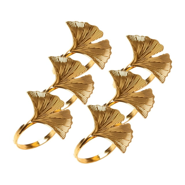 Paquete de 6 servilleteros navideños con forma de hoja para cenas, fiestas, hoteles y cumpleaños. Hojas de ginkgo
