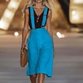 thumbnail image 5 of Mifsaly Linen Overalls for Women Loose Fit Wide Leg Suspenders Jumpsuit Knee Length Summer Casual Pants Adjustable Straps Elegant Office Work Overall 2026 XL, 5 of 9