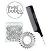 Invisibobble Traceless Hair Ring (with Sleek Steel Pin Tail Comb) (Original / Clear - 3 pack)