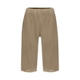 thumbnail image 6 of Kvture Womens Capri Pants Knee Length Cotton Linen Capris Summer Straight Leg Loose Beach Bermuda Shorts with Pockets M Khaki, 6 of 6