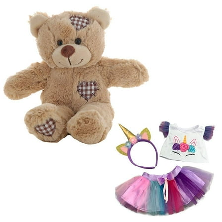 Plush Gear 8" Brown Patches Bear in Unicorn Fantasy Outfit Stuffed Animal, Soft Plush Toy Kids Gift