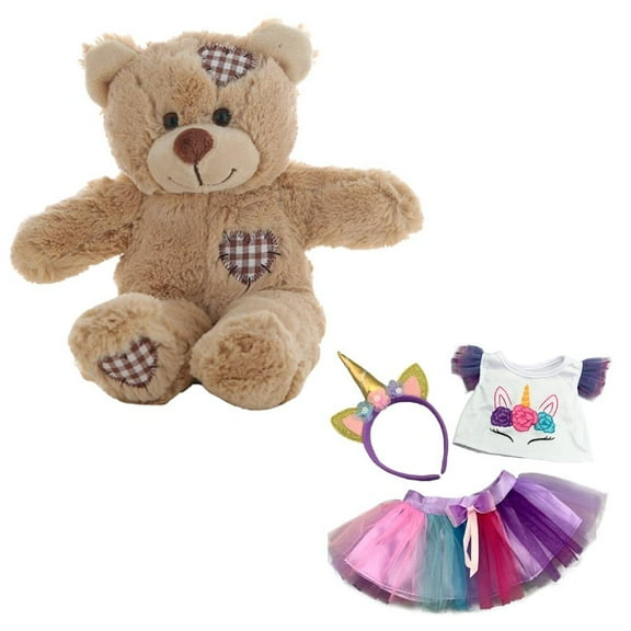 Plush Gear 8" Brown Patches Bear in Unicorn Fantasy Outfit Stuffed Animal, Soft Plush Toy Kids Gift