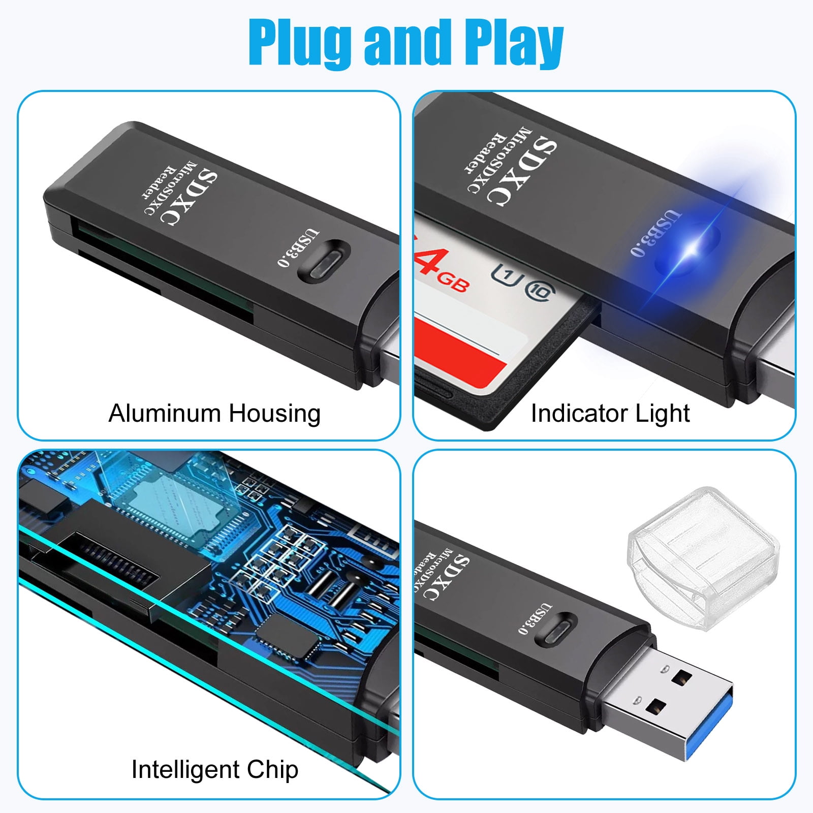 USB 3.0 Card Reader, TSV TF Card/SD Memory Reader Adapter