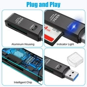 TSV USB 3.0 Portable Card Reader for SD, SDHC, SDXC, MicroSD, MicroSDHC, MicroSDXC, All-in-One Design - USB 3.0 Micro SD and SD Card Reader fits for Mac, Windows, Linux, Chrome, PC, Laptop