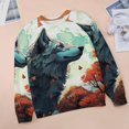 thumbnail image 6 of Colorful Lone Wolf Women's Floral Printed Sweatshirt Long Sleeve Crewneck Casual Loose Vintage Graphic Pullover Tops, 6 of 7