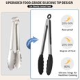 thumbnail image 3 of Kitchen Tongs, Stainless Steel Cooking Tongs with Silicone Tips, 600ºF High Heat-Resistant Non Scratch Locking Tongs for Cooking BBQ Grilling Air Fryer Pans, Set of 3 (7" 9" and 12"), 3 of 9