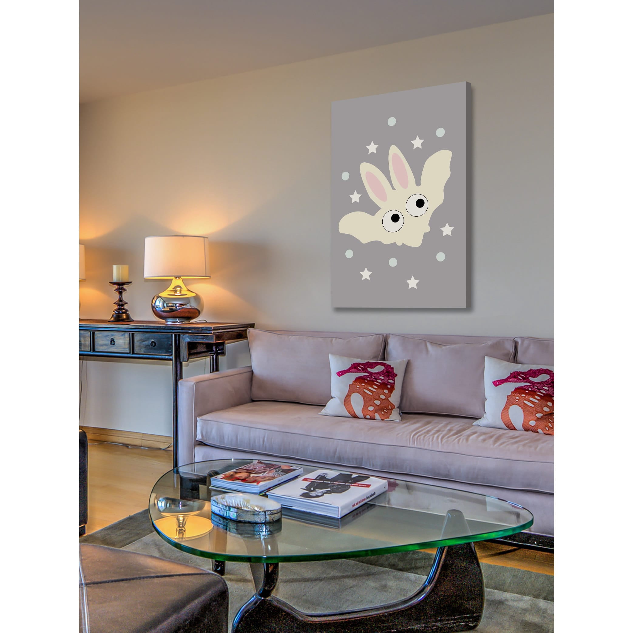Marmont Hill "Yellow Bunny Bat" by Katarina Snygg Painting Print on Wrapped Canvas