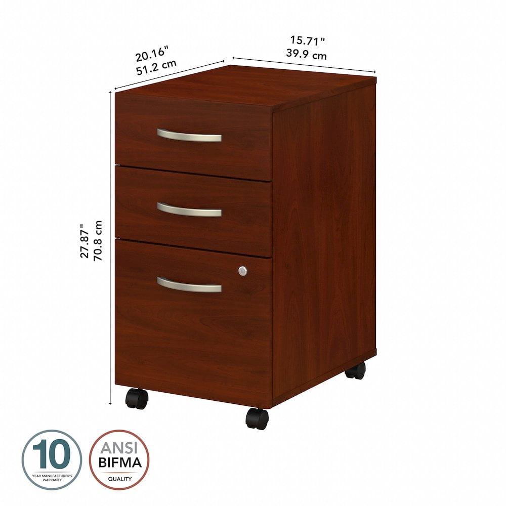 Studio C 3 Drawer Mobile File Cabinet in Hansen Cherry - Engineered Wood