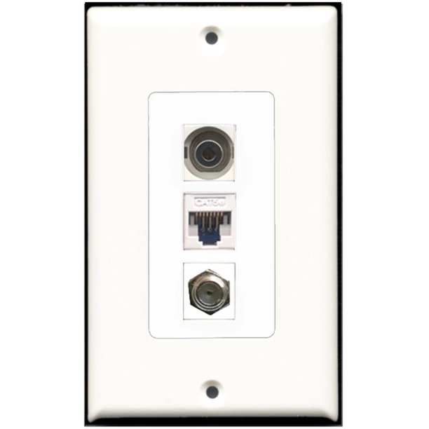 Wallplate City 1 Port Coax 3.5mm Cat5e DecorZ Wall Plate w