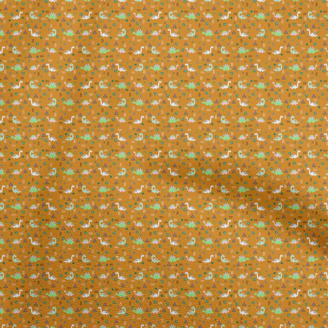 oneOone Velvet Orange Fabric Colorful Dinosaur Cartoon Sewing Craft Projects Fabric Prints By Yard 58 Inch Wide