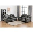 thumbnail image 2 of Ilyiano Two Tone Faux Leather 2-PC Livingroom Reclining Set In Gray, 2 of 10