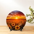 thumbnail image 6 of Zufioo Sunset Golden Sunflower Field Print Bone China Decorative Plate, Ceramic Dinner Plate with Stand Ceramic Decoration Homewares-6in, 6 of 6