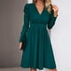 thumbnail image 2 of Dinheiro Vestido de otoño para mujer, vestido casual de manga corta/larga con volantes, vestido con cuello en V, L, 2 of 7