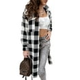 thumbnail image 3 of Frontwalk Retro Plaid Pattern Open Front Cardigan Jacket for Lady Casual Gingham Button Down Long Sleeve Long Coats Outerwear for Women, 3 of 5