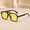 Black frame yellow film, variant on 5.5 in Retro Y2K Aviator Sunglasses, UV400 Square Double Bridge Shades for Women and Men, Lightweight Fashion Eyewear for Travel and Outdoor Wear