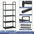 thumbnail image 6 of GPED 5-Tier Plastic Storage Shelves, 57" Garage Rack Storage Organizer, Multipurpose Shelf for Home, Basement, Utility Room, 10.6"D x 20"W x 57"H, Black, 6 of 7