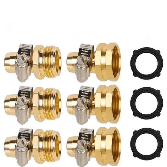 3 Pack Garden Hose Repair Kit, Hose Connector Repair Mender Kit with Stainless Clamp, Fits 3/4"-5/8" Water Hose Repair Fittings