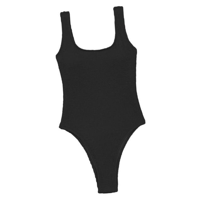Traje de baño sexy para mujer, con espalda baja y almohadillas para el pecho, tanga de control de abdomen. Negro