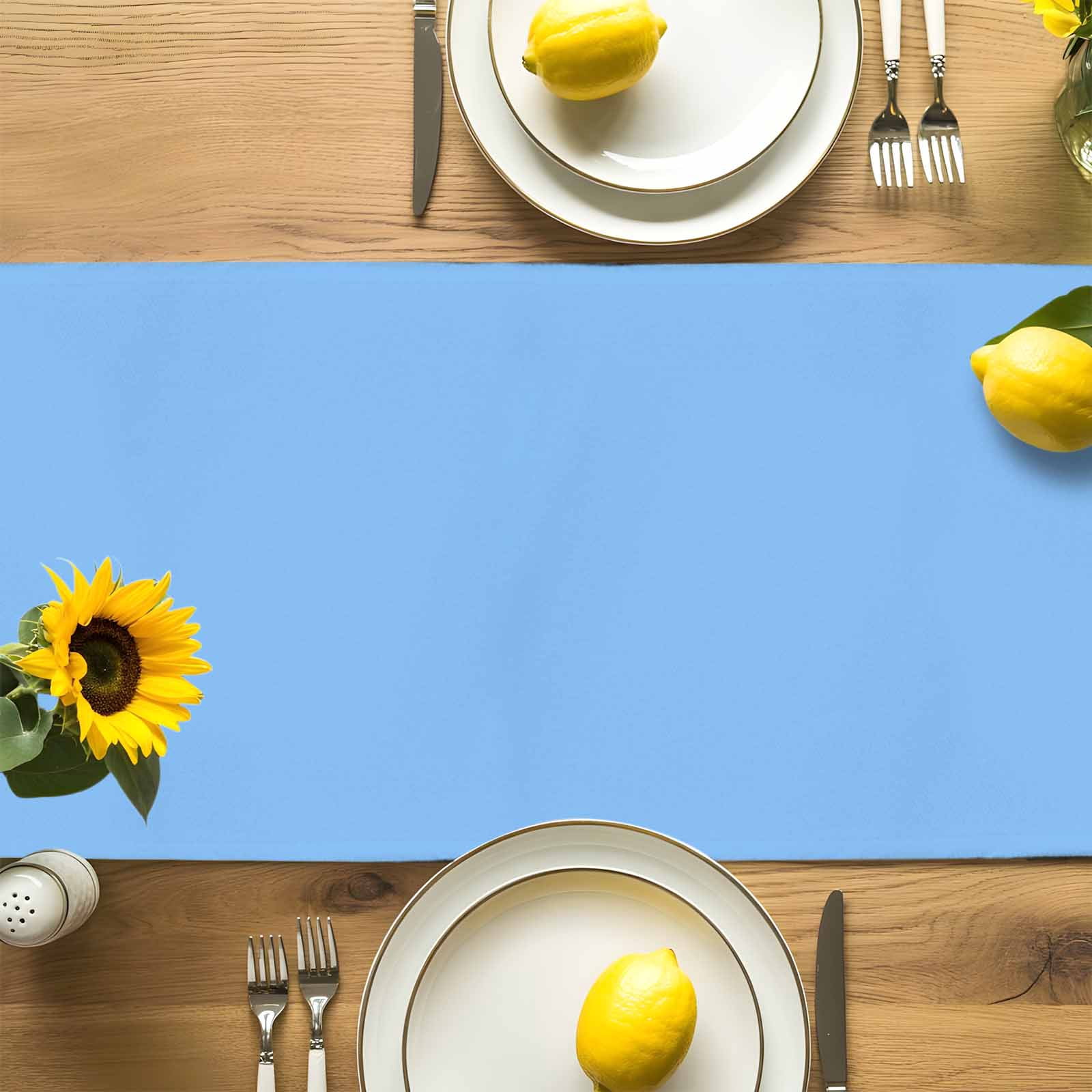 Abstract Sky Blue Theme Table Runner 90 Inches Long, Modern Minimalist Art Table Runners Tabletop Scarf Kitchen Dining Tables Decoration for Home Party Indoor Outdoor