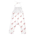 thumbnail image 3 of Girls' Jumpsuits Rompers Summer Casual Sleeveless Rompers With Pockets Spaghetti Strap Romper Pink Flamingo Pattern 4T, 3 of 7