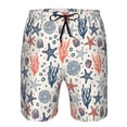 thumbnail image 3 of Honeii's Starfish Shell Print Men's Casual Shorts with Drawstring，Swim Trunks Quick Dry Beach Shorts, 3 of 5