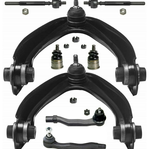 8 Pc Front Suspension Kit Tie Rod Ends Lower Ball Joints Upper Control Arms
