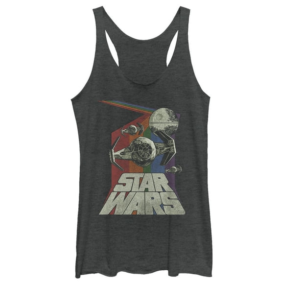 Women's Star Wars Retro Space Travel Racerback Tank Top Black Heather Small