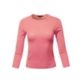 thumbnail image 1 of A2Y Women's Basic Casual Colorful 3/4 Sleeve Knit Pullover Sweator Top Pink XL, 1 of 6