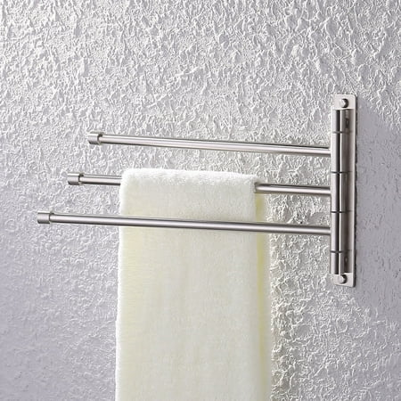 Kes Bathroom Swing Arm Towel Bars 3 Arm Wall Mount Brushed