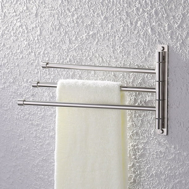 KES Bathroom Swing Arm Towel Bars 3Arm Wall Mount, Brushed SUS304 Stainless Steel, A2102S32