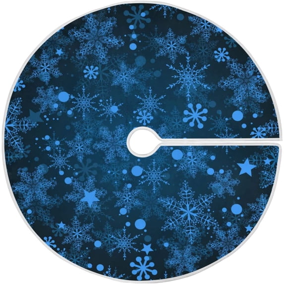 FMSHPON Blue Christmas Snowflake Xmas Christmas Tree Skirt Stand Mat for Holiday Party Decoration Indoor Outdoor 36 inches