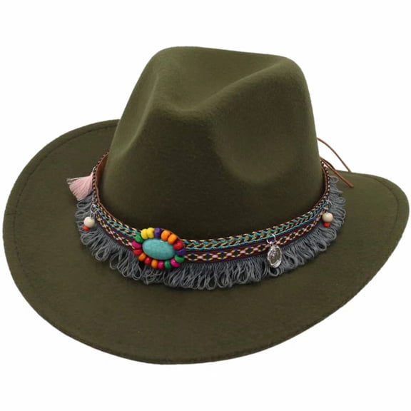 TELOLY 2026 New Cowboy Hat,Traditional Tibetan Design with A Modern Twist Cowgirl Hat for Dance,Versatile Safari Hat for Various Gatherings,Green