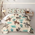 thumbnail image 2 of jejeloiu Vintage Cowgirl Horse Quilt King Kids,Desert Cactus Print King Coverlet Set,3 Pieces, 2 of 7