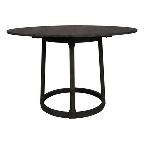 Pemberly Row Contemporary / Modern Round Dining Table in Black